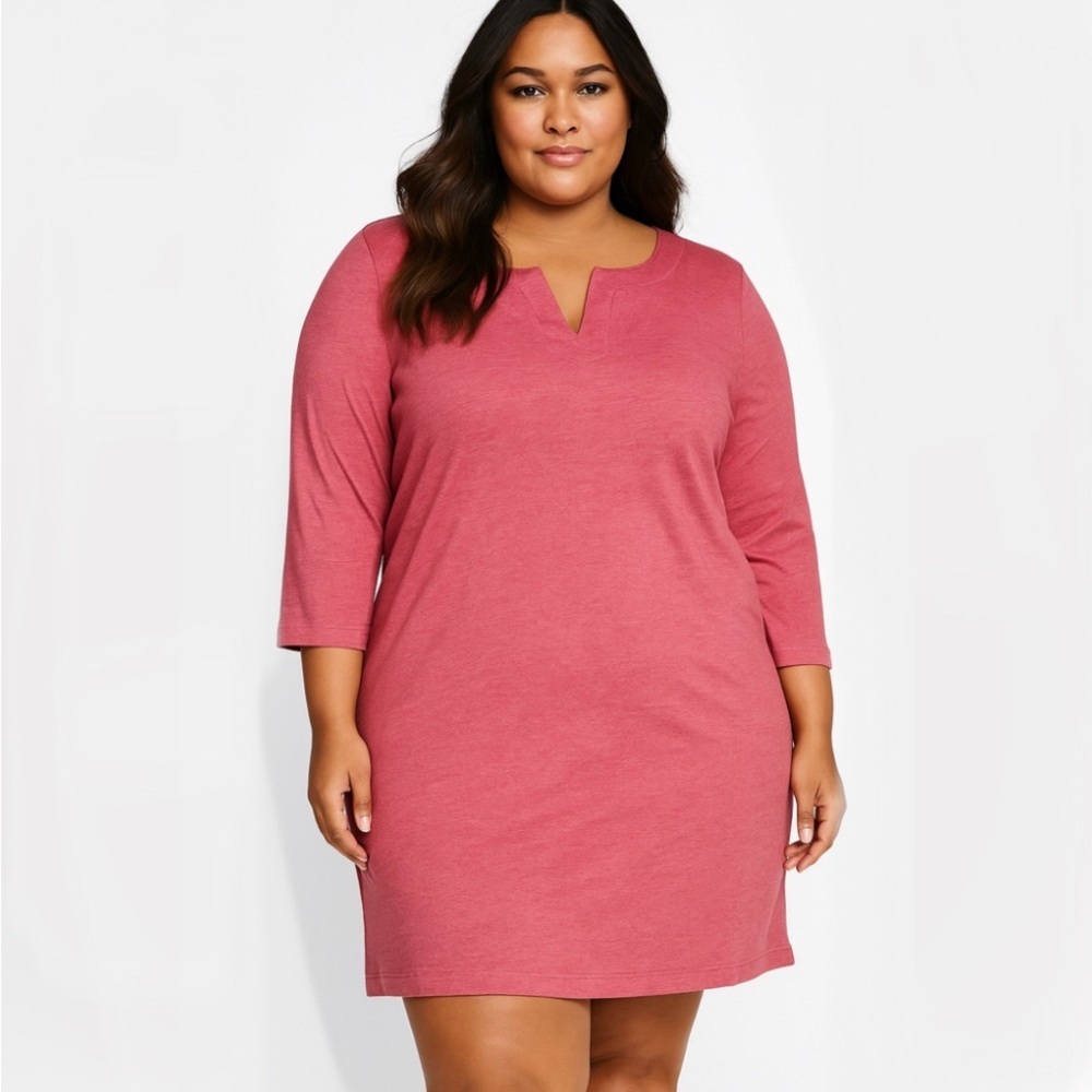 J. Peterman Notch Neck Jersey Tunic Dress 🧡